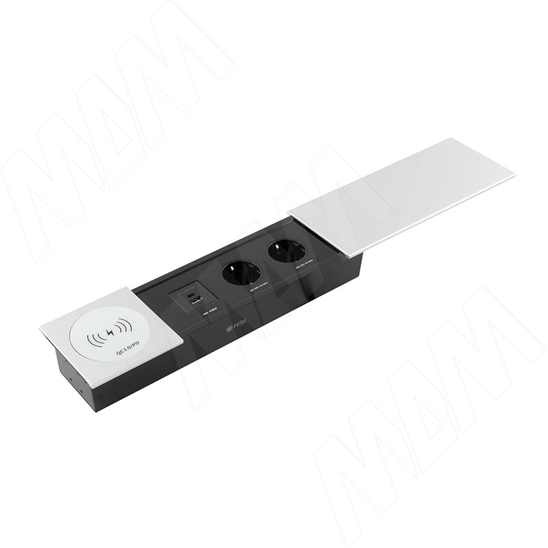 SLIDE блок розеток со сдвижной крышкой, 350*100 мм, 2 розетки, 1 USB, 1 USB Type-C, быстрая зарядка, беспроводная зарядка, серебро (SLS-S-2S1A1C-FW-AL), SLIDE блок розеток со сдвижной крышкой, 350*100 мм, 2 розетки, 1 USB, 1 USB Type-C, быстрая зарядка, б
SLIDE блок розеток со сдвижной крышкой, 350*100 мм, 2 розетки, 1 USB, 1 USB Type-C, быстрая зарядка, беспроводная зарядка, серебро (SLS-S-2S1A1C-FW-AL), SLIDE блок розеток со сдвижной крышкой, 350*100 мм, 2 розетки, 1 USB, 1 USB Type-C, быстрая зарядка, б