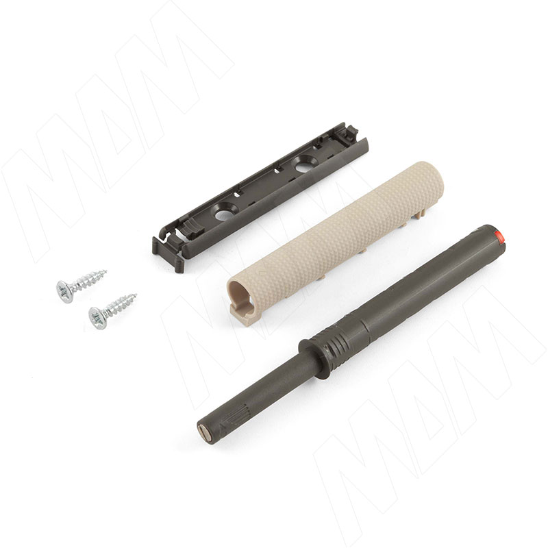 Комплект K-PUSH TECH с текстурой, толкатель усиленный 37 мм накладной с магнитом, бежевый/антрацит, с крепежом фото товара 2 - C010003013