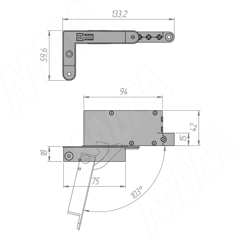 SECRET MAXI Комплект скрытых петель (90/100) с плавным закрыванием на один фасад, никель фото товара 6 - H02211-SOFT-NK