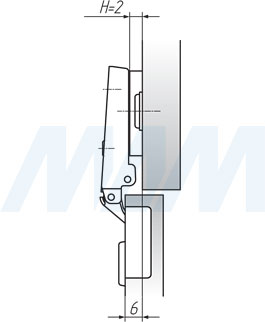 Установочные размеры стандартной (90/110) накладной петли SLIDE-ON (FGV), чертеж 2