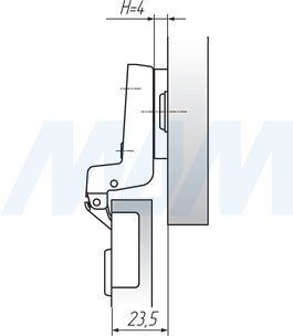 Установочные размеры стандартной (90/110) вкладной петли SLIDE-ON (FGV), чертеж 2