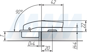 Установочные размеры прямой (180/110) петли SLIDE-ON для фальшпанели, FGV