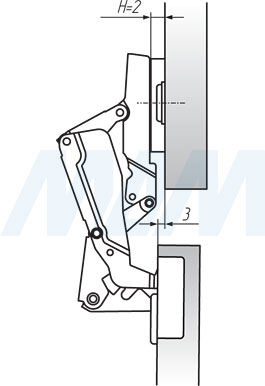 Установочные размеры для специальной (90/175) петли SLIDE-ON (FGV), чертеж 2