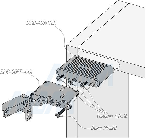 Установка адаптера для петли SECRET (артикул 5210-ADAPTER), схема 1