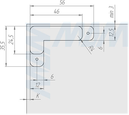 Установка скрытой петли SECRET (90/105) с плавным закрыванием (артикул 5210-SOFT), схема 5