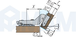 Схема установки угловой (+30/95) вкладной петли Anyway Clip 90, Ferrari