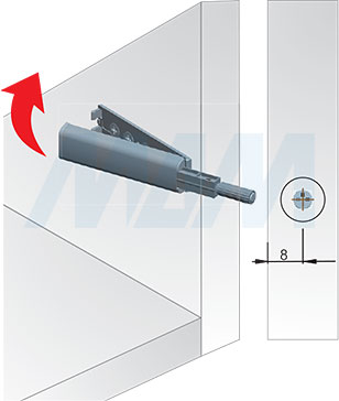 Установка накладного толкателя Push-to-Open 40 мм с магнитом, линейным крепежом и ответными планками (артикул BS-020800), схема 1
