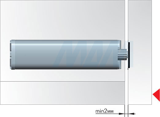 Установка накладного толкателя Push-to-Open 40 мм с магнитом, линейным крепежом и ответными планками (артикул BS-020800), схема 2