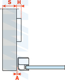 Определение высоты ответной планки для накладной петли Salice (90/105) для алюминиевого профиля (артикул C2Z6P99)