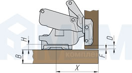 Схема установки специальной вкладной петли Slide-on 95 (90/170), Ferrari