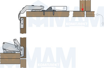 Предотвращение повреждения соседнего фасада при использовании скользящего упора для карусельной петли, чертеж 1