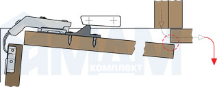 Предотвращение повреждения соседнего фасада при использовании скользящего упора для карусельной петли, чертеж 1