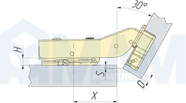 Схема установки угловой (+30/95) петли со встроенным доводчиком, Ferrari