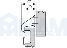 Установочные размеры вкладной мини-петли E90, GRASS, чертеж 2