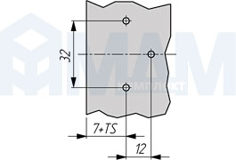 Отверстие в корпусе под крепление вкладной мини-петли E90, GRASS