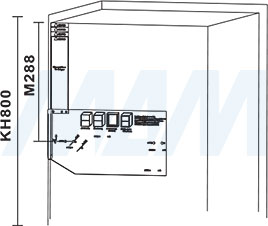 Установка в боковину складного подъемного механизма FLAP FOLD, схема 2