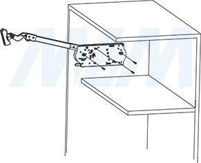 Установка в боковину складного подъемного механизма FLAP FOLD, схема 3