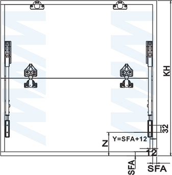 Установка фасадов для складного подъемного механизма FLAP FOLD, схема 3