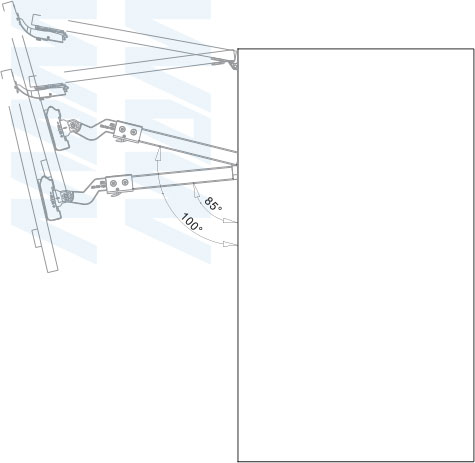 Регулировка угла открывания складного подъемного механизма FLAP FOLD, схема 2