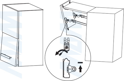 Регулировки фасадов для складного подъемного механизма FLAP FOLD, схема 1