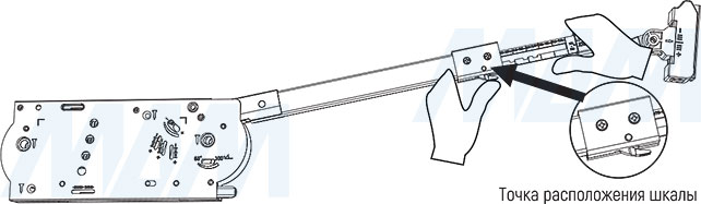 Регулировка телескопического механизма складного подъемного механизма FLAP FOLD, схема 2
