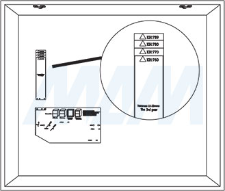 Установка в боковину складного подъемного механизма FLAP FOLD, схема 1