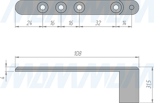 Размеры адаптера для петли SECRET MAXI (артикул H02211-ADAPTER)