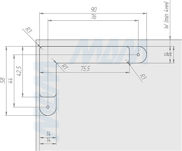 Установка скрытой петли SECRET MAXI (90/100) с плавным закрыванием (артикул H02211-SOFT), схема 5