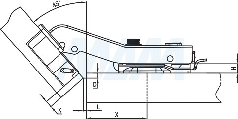 Подбор установочной площадки для угловой петли HARMONY, PLUS (+45/95)