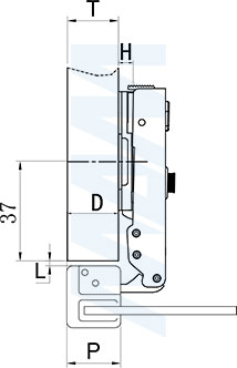 Установка накладной петли HAPMONY PLUS для узкого рамочного профиля с крестовой установочной площадкой