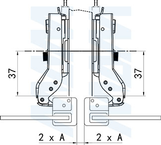 Установка полунакладной петли HAPMONY PLUS для узкого рамочного профиля с крестовой установочной площадкой