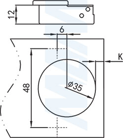 Присадка под чашку угловой петли HARMONY, PLUS (+30/95)