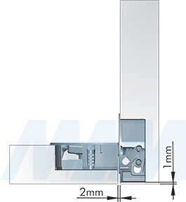 Размеры петли с 3D регулировкой для откидных элементов (артикул HJ-080100-18), чертеж 2