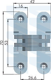Размеры торцевой петли для плиты 25 мм (артикул HJ-080400-25), чертеж 1