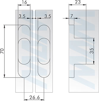 Установка торцевой петли для плиты 25 мм (артикул HJ-080400-25)