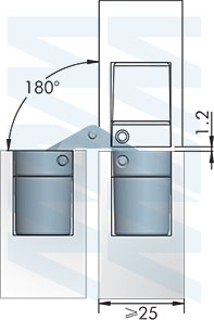 Размеры торцевой петли для плиты 25 мм (артикул HJ-080400-25), чертеж 2
