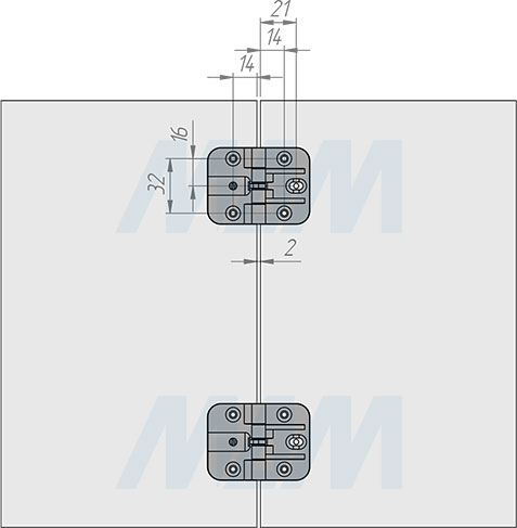 Установка петли под саморез для откидной створки с фиксатором (артикул HJ-081200), схема 1