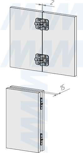 Установка петли под саморез для откидной створки с фиксатором (артикул HJ-081200), схема 2