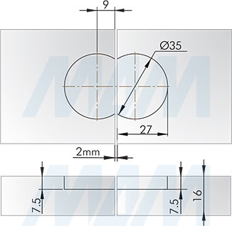 Установка петли с 3D регулировкой для откидных элементов (артикул HJ-081600-18)