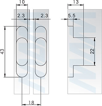 Установка торцевой петли для плиты 16 мм (артикул HJ-081900-16)