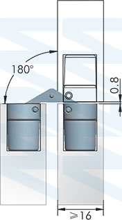 Размеры торцевой петли для плиты 16 мм (артикул HJ-081900-16), чертеж 2