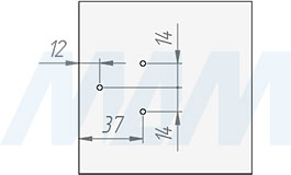 Установка одношарнирной полунакладной петли с наложением 2,5 мм (артикул HJ-082201-14), схема 2