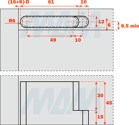 Установка врезных в боковины адаптеров для скрытых петель AIR (90/1050 (артикул SELX77X)