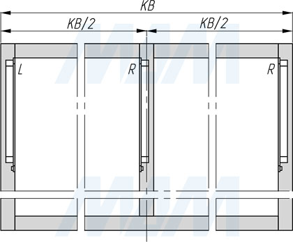 Позиция под 3-й кронштейн при врезном монтаже подъемного механизма KINVARO T-SLIM от GRASS для деревянных фасадов (артикул TS15114902), чертеж 2)