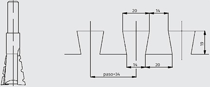 Ласточкин хвост, шаг 34 мм, с&nbsp;помощью приспособления для&nbsp;нарезки шипов от Virutex (Испания), рисунок 8 (артикул 5000000)