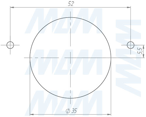 Схема присадки петель сверлильно-присадочным устройством TRIMATIC SUPER 52/55 (артикул TRIMATIC SUPER 52/55)