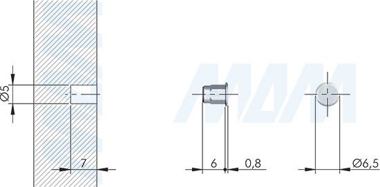 Размеры заглушки NIKO для технологических отверстий, D5 мм (артикул 2 30170 50 YA)