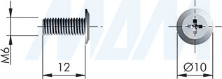 Размеры винта с плоской головкой под крест, M6x12 мм (артикул 20819020ZN)