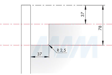 Установка мебельного навеса LIBRA H7 с креплением на винты для корпусов нижнего яруса при использовании с задней панелью толщиной 8 мм и стандартным алюминиевым профилем (артикул 63422250ZN), схема 2