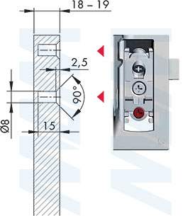 Установка мебельного навеса LIBRA H7 с креплением на винты для корпусов нижнего яруса на боковину толщиной 18-19 мм (артикул 63422250ZN)
